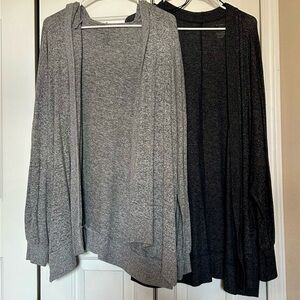American Eagle Outfitters Open-Front Cardigans in Light Gray & Charcoal